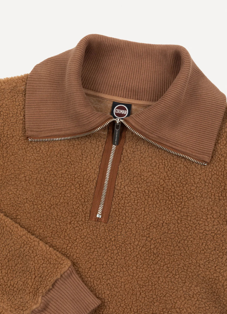 Half zip teddy effet sweatshirt