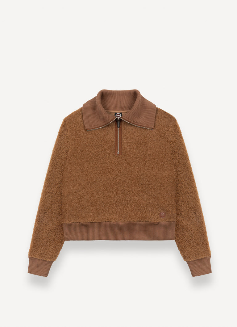 Half zip teddy effet sweatshirt