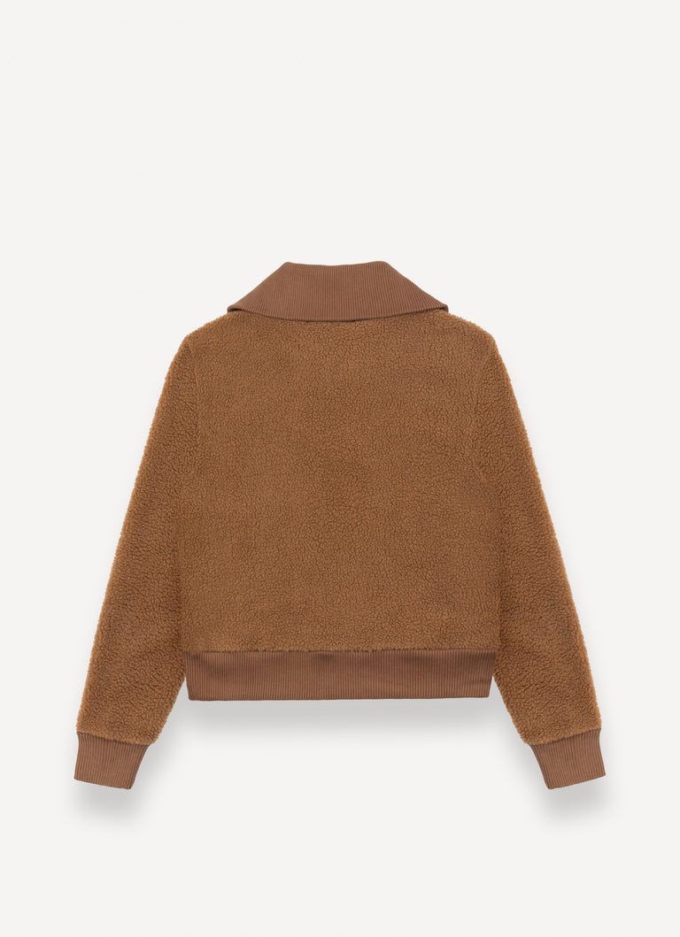 Half zip teddy effet sweatshirt