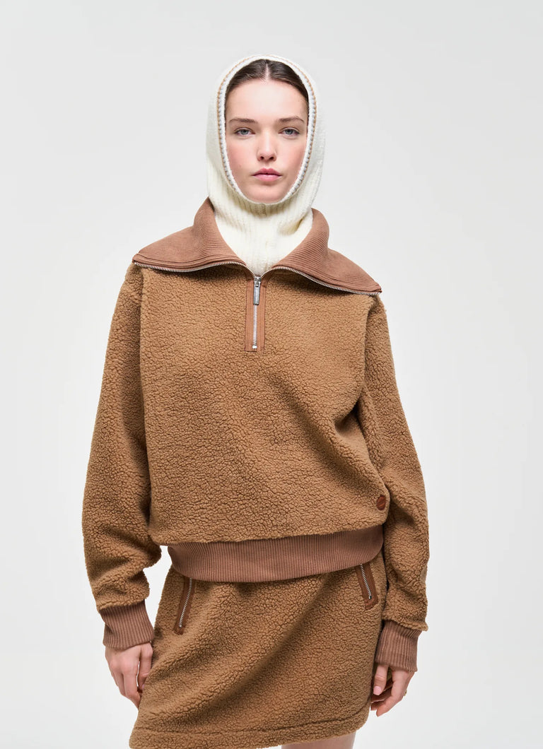 Half zip teddy effet sweatshirt